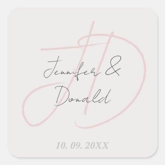 Sticker Carré Calligraphie tendance monogramme de script classiq (Devant)