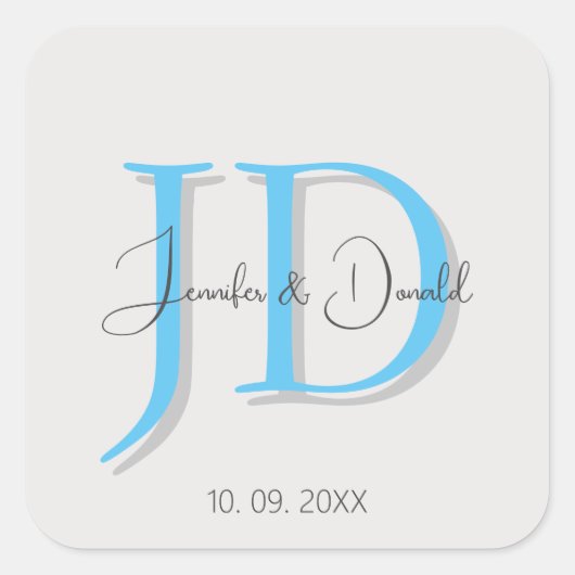 Sticker Carré Calligraphie tendance monogramme de script classiq (Devant)