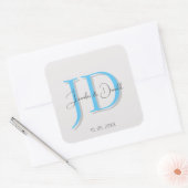 Sticker Carré Calligraphie tendance monogramme de script classiq (Enveloppe)