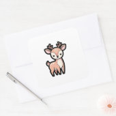 Sticker Carré Calm Deer – Cute Kawaii Animal Illustration (Enveloppe)