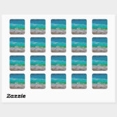 Sticker Carré Calme Blue Ocean Waves Beach Art Faux (Feuille)