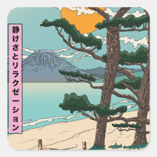 Sticker Carré Calme et détente Rivière japonaise.