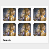 Sticker Carré Cambodge, Phnom Penh. Statues de Bouddha (Feuille)