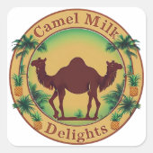 Sticker Carré Camel Milk Delights-Tropical Camel Palm Pineapple (Devant)