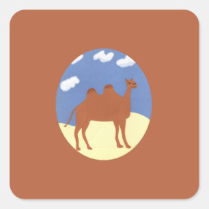 Sticker Carré Camel Whimsical sur les dunes du désert