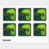 Sticker Carré Caméléon mignon vert (Feuille)