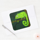 Sticker Carré Caméléon mignon vert (Enveloppe)