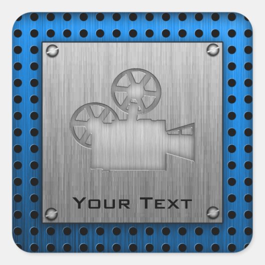 Sticker Carré Caméra de cinéma en métal brossé (Devant)