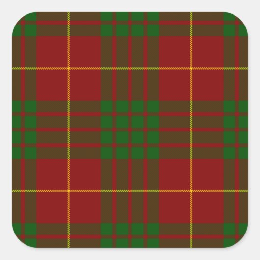 Sticker Carré Cameron tartan rouge vert plaid (Devant)