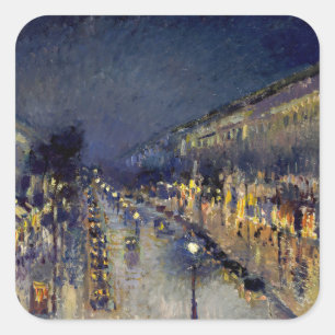 Sticker Carré Camille Pissarro - Boulevard Montmartre la nuit