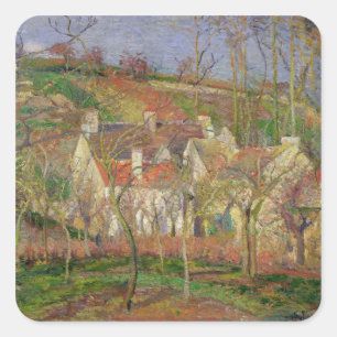 Sticker Carré Camille Pissarro   Les toits rouges, ou l'angle d'