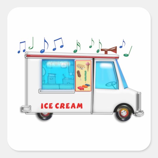 Sticker Carré Camion à glace avec musique (Devant)