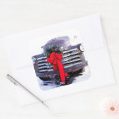 Sticker Carré Camion antique avec couronne de Noël festive (Enveloppe)