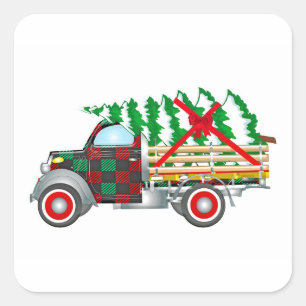 Sticker Carré Camion de Christma