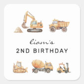Sticker Carré Camion de construction Anniversaire Moderne Minima (Devant)