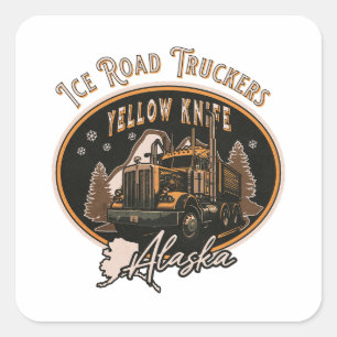 STICKER CARRÉ CAMION DE LA ROUTE DE GLACE - ALASKA