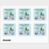 Sticker Carré Camion de Noël avec de mignons animaux Économisez (Feuille)