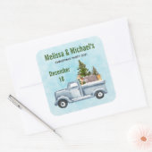 Sticker Carré Camion de Noël avec de mignons animaux Économisez (Enveloppe)
