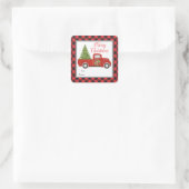 Sticker Carré Camion de Noël rouge à carreaux de Buffalo idée ca (Sac)