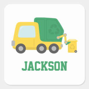 Sticker Carré Camion de recyclage des déchets personnalisé pour