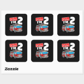Sticker Carré Camion d'incendie 2 ans pompier 2e anniversaire (Feuille)