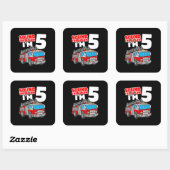 Sticker Carré Camion d'incendie 5 ans pompier 5e anniversaire (Feuille)