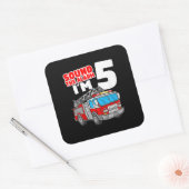 Sticker Carré Camion d'incendie 5 ans pompier 5e anniversaire (Enveloppe)