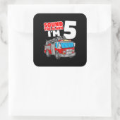 Sticker Carré Camion d'incendie 5 ans pompier 5e anniversaire (Sac)