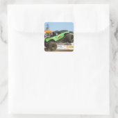 Sticker Carré Camion Monster Vert En Action (Sac)