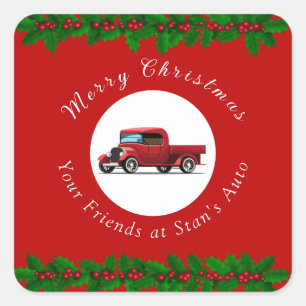 Sticker Carré Camion rouge de Noël drôle Mécanicien automobile R