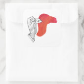 Sticker Carré Camion Silhouette Main Rouge (Sac)