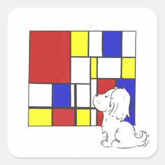Sticker Carré Camomille Inspirée de Mondrian