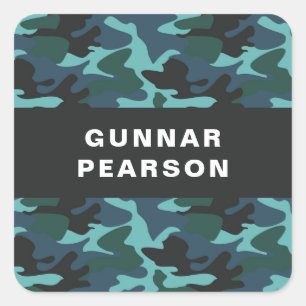 Sticker Carré Camouflage moderne Motif Nom Black Carré Bâton