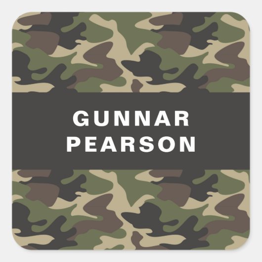 Sticker Carré Camouflage moderne Nom du Motif Noir (Devant)