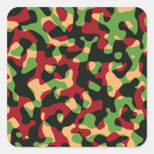 Sticker Carré Camouflage noir vert Bourgogne Armée Patter tissu