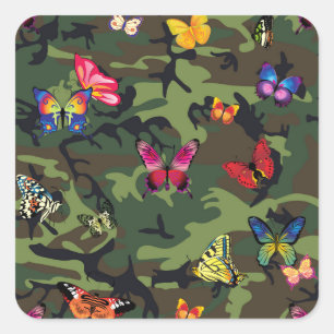 Sticker Carré camouflage papillon
