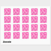 Sticker Carré Camouflage rose Nom Personnalisé (Feuille)