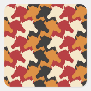 Sticker Carré Camouflage tête de licorne, répétition motif.