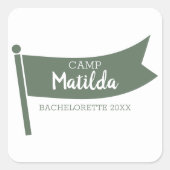 Sticker Carré Camp Bachelorette Mountain Drapeau vert Camping (Devant)