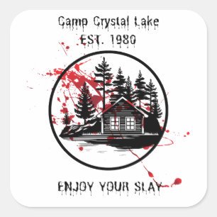 Sticker Carré Camp Crystal Lake Profitez De Votre Jeu