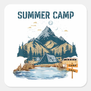 Sticker Carré Camp d'été de conception simple