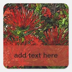 Sticker Carré Campagne de Vibrant Red Orange Firebush
