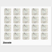 Sticker Carré Campagne Mason Jars en Seafoam Mariage vert (Feuille)