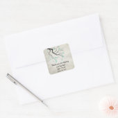 Sticker Carré Campagne Mason Jars en Seafoam Mariage vert (Enveloppe)
