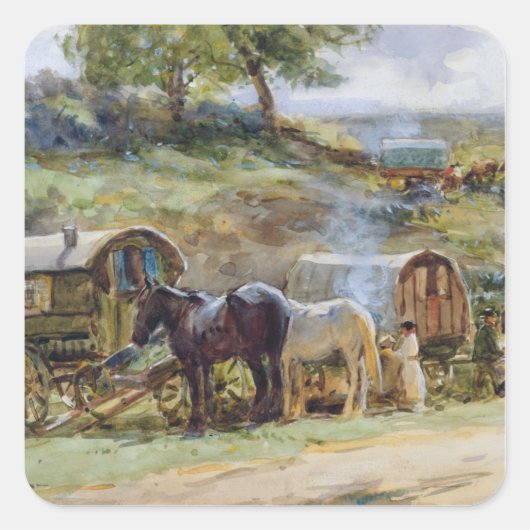 Sticker Carré Campement Tsigane, Appleby, 1919 (Devant)