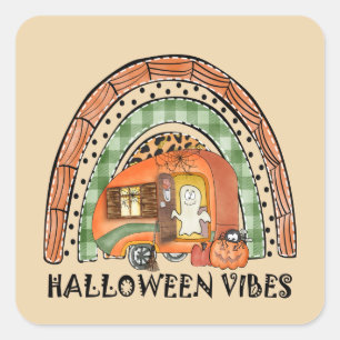 Sticker Carré Camper/remorque Rainbow Halloween Vibes