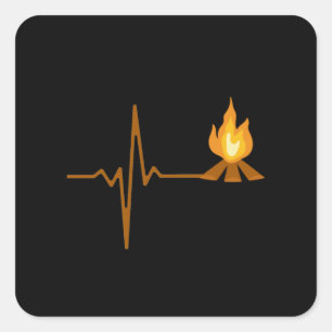 Sticker Carré Campfire Heartbeat Camping