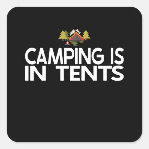 Sticker Carré Camping