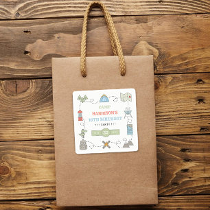 Sticker Carré Camping à tout âge fête d'anniversaire