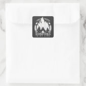 Sticker Carré Camping Bonfire Cadeau (Sac)